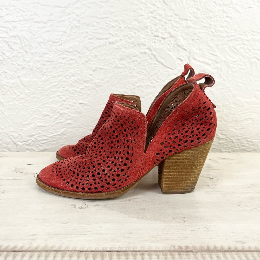 Jeffrey Campbell Ankle Boots Red Suede Boho Bohemian Festival 8 Western